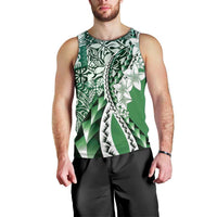 Aloha Vintage Plumeria Hawaiian Tapa Pattern Men Tank Top Green Hawaiian Tapa Pattern LT9 - Polynesian Pride