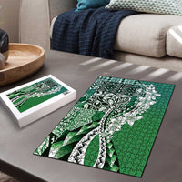 Aloha Vintage Plumeria Hawaiian Tapa Pattern Puzzle Green Hawaiian Tapa Pattern - Polynesian Pride