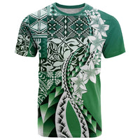 Aloha Vintage Plumeria Hawaiian Tapa Pattern T Shirt Green Hawaiian Tapa Pattern LT9 Green - Polynesian Pride