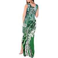 Aloha Vintage Plumeria Hawaiian Tapa Pattern Tank Maxi Dress Green Hawaiian Tapa Pattern - Polynesian Pride