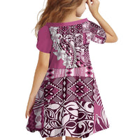 Aloha Vintage Plumeria Hawaiian Tapa Pattern Family Matching Mermaid Dress and Hawaiian Shirt Pink Hawaiian Tapa Pattern LT9 - Polynesian Pride