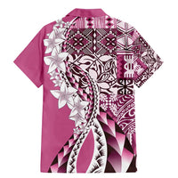 Aloha Vintage Plumeria Hawaiian Tapa Pattern Family Matching Mermaid Dress and Hawaiian Shirt Pink Hawaiian Tapa Pattern LT9 - Polynesian Pride