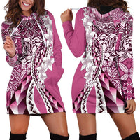 Aloha Vintage Plumeria Hawaiian Tapa Pattern Hoodie Dress Pink Hawaiian Tapa Pattern - Polynesian Pride