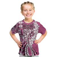 Aloha Vintage Plumeria Hawaiian Tapa Pattern Kid T Shirt Pink Hawaiian Tapa Pattern - Polynesian Pride