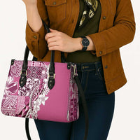 Aloha Vintage Plumeria Hawaiian Tapa Pattern Leather Bag Pink Hawaiian Tapa Pattern - Polynesian Pride