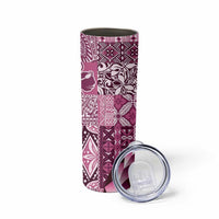 Aloha Vintage Plumeria Hawaiian Tapa Pattern Skinny Tumbler Pink Hawaiian Tapa Pattern - Polynesian Pride