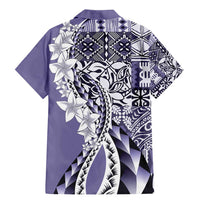 Aloha Vintage Plumeria Hawaiian Tapa Pattern Family Matching Mermaid Dress and Hawaiian Shirt Purple Hawaiian Tapa Pattern LT9 - Polynesian Pride