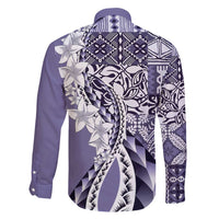 Aloha Vintage Plumeria Hawaiian Tapa Pattern Family Matching Mermaid Dress and Hawaiian Shirt Purple Hawaiian Tapa Pattern LT9 - Polynesian Pride