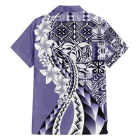 Aloha Vintage Plumeria Hawaiian Tapa Pattern Family Matching Tank Maxi Dress and Hawaiian Shirt Purple Hawaiian Tapa Pattern LT9 - Polynesian Pride