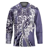 Aloha Vintage Plumeria Hawaiian Tapa Pattern Hockey Jersey Purple Hawaiian Tapa Pattern - Polynesian Pride