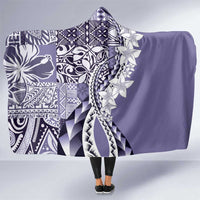 Aloha Vintage Plumeria Hawaiian Tapa Pattern Hooded Blanket Purple Hawaiian Tapa Pattern LT9 One Size Purple - Polynesian Pride
