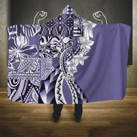 Aloha Vintage Plumeria Hawaiian Tapa Pattern Hooded Blanket Purple Hawaiian Tapa Pattern LT9 - Polynesian Pride