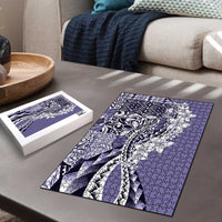 Aloha Vintage Plumeria Hawaiian Tapa Pattern Puzzle Purple Hawaiian Tapa Pattern - Polynesian Pride