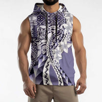 Aloha Vintage Plumeria Hawaiian Tapa Pattern Sleeveless Hoodie Purple Hawaiian Tapa Pattern - Polynesian Pride