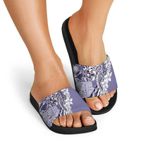Aloha Vintage Plumeria Hawaiian Tapa Pattern Slide Sandals Purple Hawaiian Tapa Pattern - Polynesian Pride