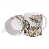 Polynesian Manta Ray Ceramic Mug Beige Floral Turtle Tattoo LT9 - Polynesian Pride