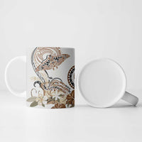 Polynesian Manta Ray Ceramic Mug Beige Floral Turtle Tattoo LT9 - Polynesian Pride
