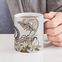 Polynesian Manta Ray Ceramic Mug Beige Floral Turtle Tattoo LT9 - Polynesian Pride