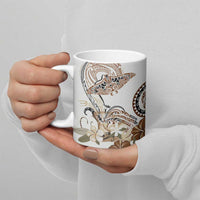 Polynesian Manta Ray Ceramic Mug Beige Floral Turtle Tattoo LT9 - Polynesian Pride