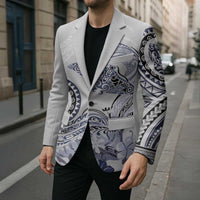 Polynesian Manta Ray Blazer Blue Floral Turtle Tattoo - Polynesian Pride
