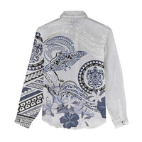 Polynesian Manta Ray Women Casual Shirt Blue Floral Turtle Tattoo LT9 - Polynesian Pride