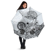 Polynesian Manta Ray Umbrella Gray Floral Turtle Tattoo - Polynesian Pride