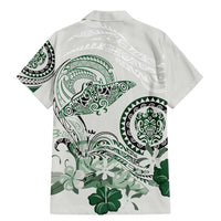 Polynesian Manta Ray Family Matching Mermaid Dress and Hawaiian Shirt Green Floral Turtle Tattoo LT9 - Polynesian Pride