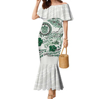 Polynesian Manta Ray Mermaid Dress Green Floral Turtle Tattoo LT9 Women Green - Polynesian Pride