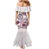 Polynesian Manta Ray Family Matching Mermaid Dress and Hawaiian Shirt Pink Floral Turtle Tattoo LT9 - Polynesian Pride