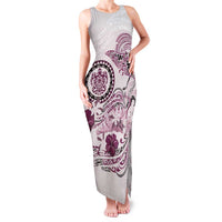 Polynesian Manta Ray Family Matching Tank Maxi Dress and Hawaiian Shirt Pink Floral Turtle Tattoo LT9 Mom's Dress Pink - Polynesian Pride
