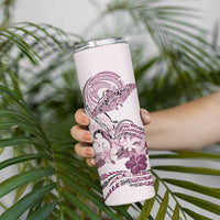 Polynesian Manta Ray Skinny Tumbler Pink Floral Turtle Tattoo LT9 - Polynesian Pride