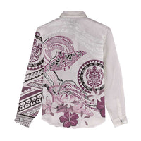 Polynesian Manta Ray Women Casual Shirt Pink Floral Turtle Tattoo LT9 - Polynesian Pride