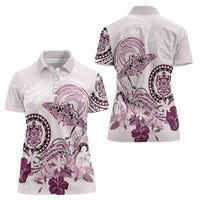 Polynesian Manta Ray Women Polo Shirt Pink Floral Turtle Tattoo LT9 - Polynesian Pride