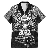 Custom New Zealand Rugby Family Matching Mermaid Dress and Hawaiian Shirt Black Haka Dance With NZ Champions History LT9 Dad's Shirt - Short Sleeve Black - Polynesian Pride