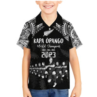 NZ Rugby Family Matching Mermaid Dress and Hawaiian Shirt Kapa Opango Maori Haka With Years of The All Black Champions LT9 Son's Shirt Black - Polynesian Pride