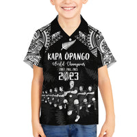 NZ Rugby Family Matching Tank Maxi Dress and Hawaiian Shirt Kapa Opango Maori Haka With Years of The All Black Champions LT9 Son's Shirt Black - Polynesian Pride