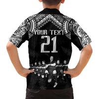 Custom NZ Rugby Family Matching Off Shoulder Maxi Dress and Hawaiian Shirt Kapa Opango Maori Haka With Years of The All Black Champions LT9 - Polynesian Pride