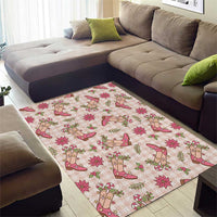 Beige Paniolo Palaka Hawaiian Cowgirl Christmas Area Rug - Polynesian Pride