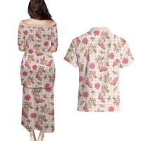 Beige Paniolo Palaka Hawaiian Cowgirl Christmas Couples Matching Puletasi and Hawaiian Shirt LT9 - Polynesian Pride