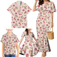 Beige Paniolo Palaka Hawaiian Cowgirl Christmas Family Matching Mermaid Dress and Hawaiian Shirt LT9 - Polynesian Pride