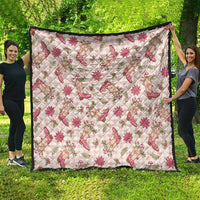 Beige Paniolo Palaka Hawaiian Cowgirl Christmas Quilt - Polynesian Pride