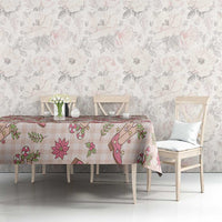 Beige Paniolo Palaka Hawaiian Cowgirl Christmas Tablecloth - Polynesian Pride