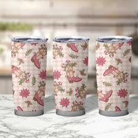 Beige Paniolo Palaka Hawaiian Cowgirl Christmas Tumbler Cup - Polynesian Pride