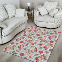 Gray Paniolo Palaka Hawaiian Cowgirl Christmas Area Rug - Polynesian Pride