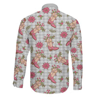 Gray Paniolo Palaka Hawaiian Cowgirl Christmas Family Matching Long Sleeve Bodycon Dress and Hawaiian Shirt LT9 - Polynesian Pride