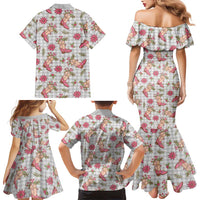 Gray Paniolo Palaka Hawaiian Cowgirl Christmas Family Matching Mermaid Dress and Hawaiian Shirt LT9 - Polynesian Pride