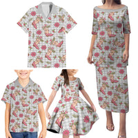 Gray Paniolo Palaka Hawaiian Cowgirl Christmas Family Matching Puletasi and Hawaiian Shirt LT9 - Polynesian Pride