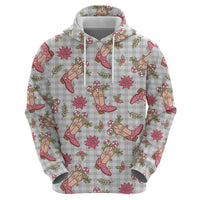 Gray Paniolo Palaka Hawaiian Cowgirl Christmas Hoodie LT9 - Polynesian Pride
