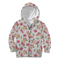 Gray Paniolo Palaka Hawaiian Cowgirl Christmas Kid Hoodie LT9 Zip Hoodie Gray - Polynesian Pride