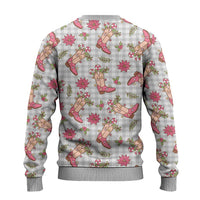 Gray Paniolo Palaka Hawaiian Cowgirl Christmas Ugly Christmas Sweater LT9 - Polynesian Pride